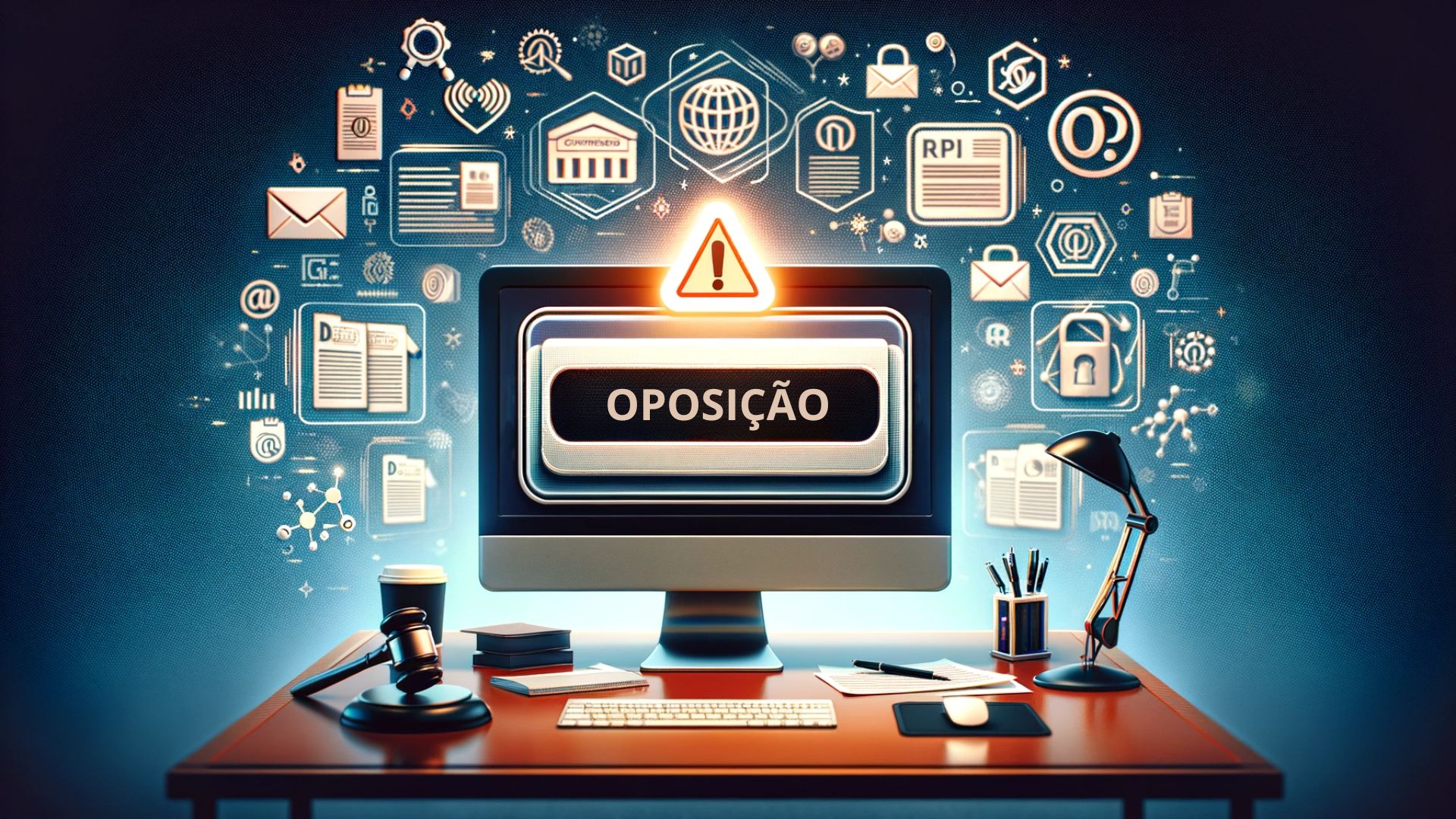 computador exibindo alerta de oposição